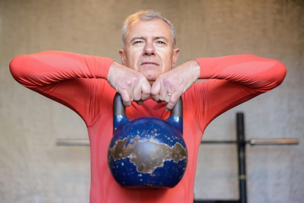 Old man trying to maintain his fitness
